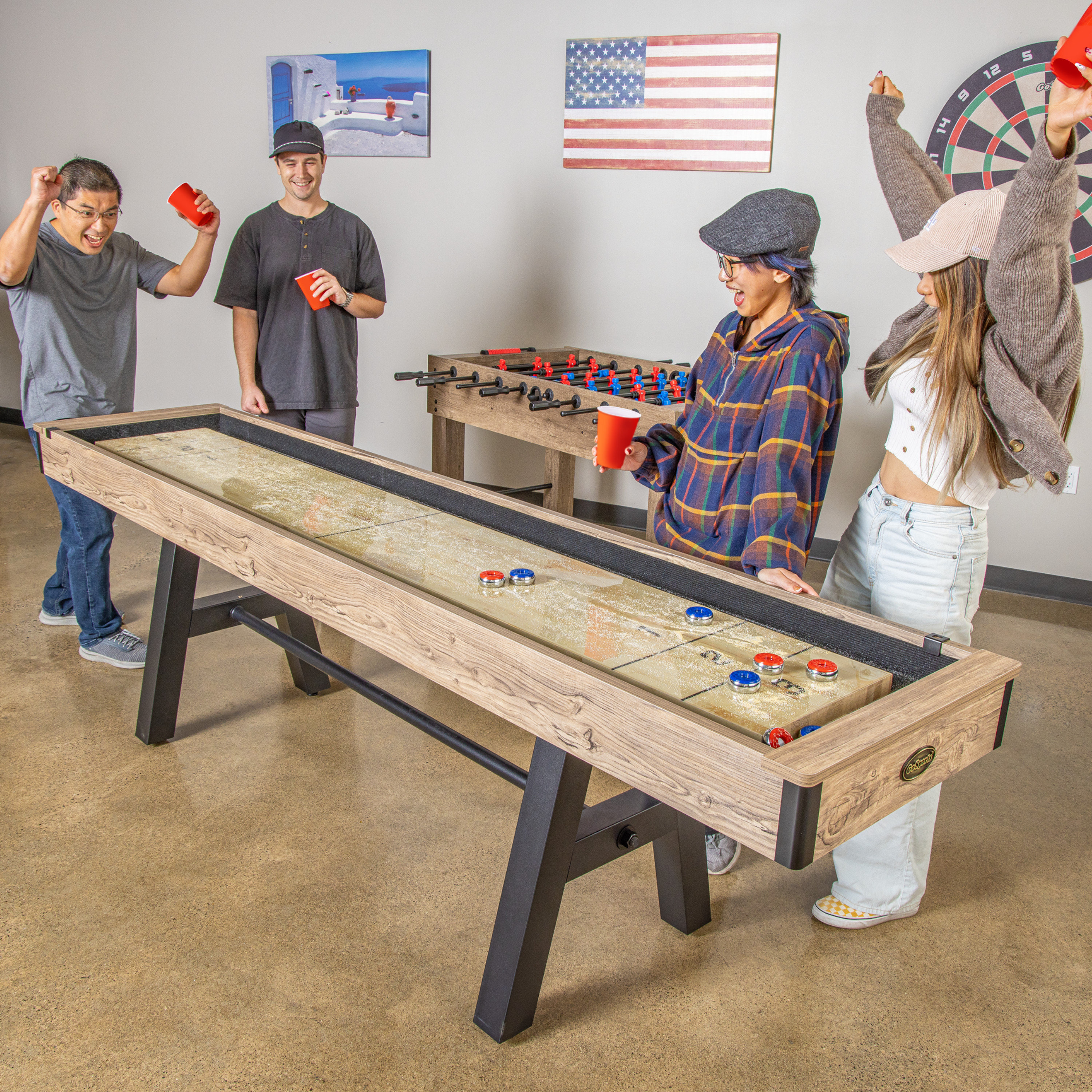 GoSports Premium 9 ft Shuffleboard Table with 8 Pucks
